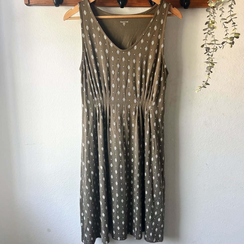 Garnet Hill Women’s Casual Brown Sleeveless V-Neck Midi Dress